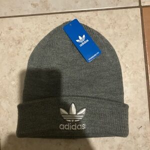 Adidas Silver Logo Gray Knit Beanie